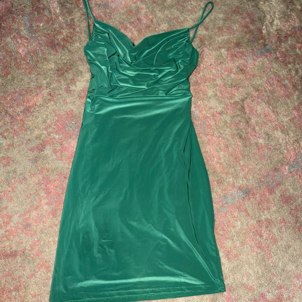 Elegant Satin Mini Dress in Green